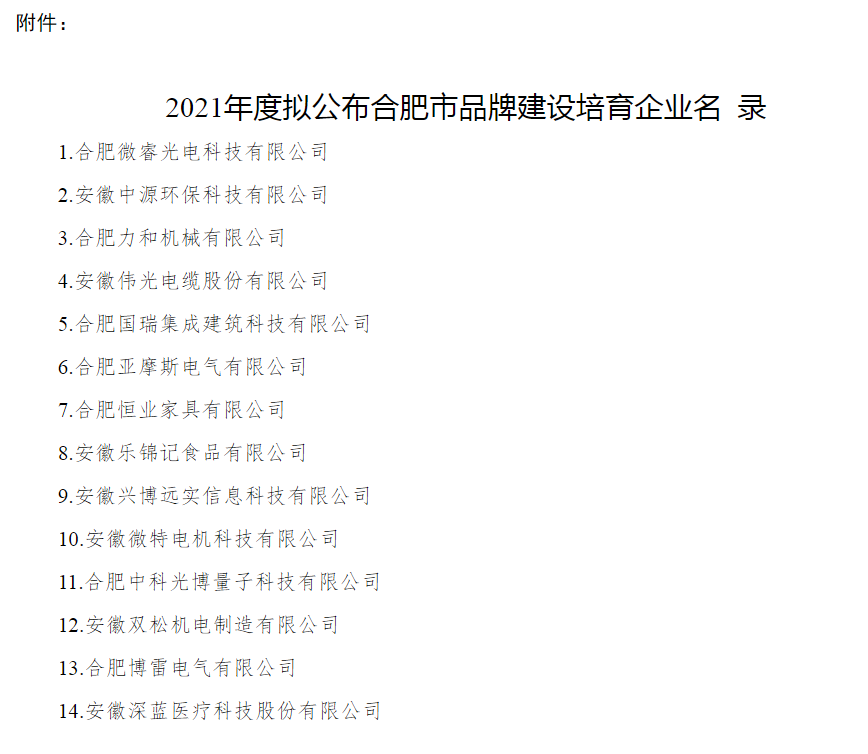 合肥市品牌建設(shè)培育企業(yè)名單 合肥市品牌建設(shè)培育企業(yè)名單